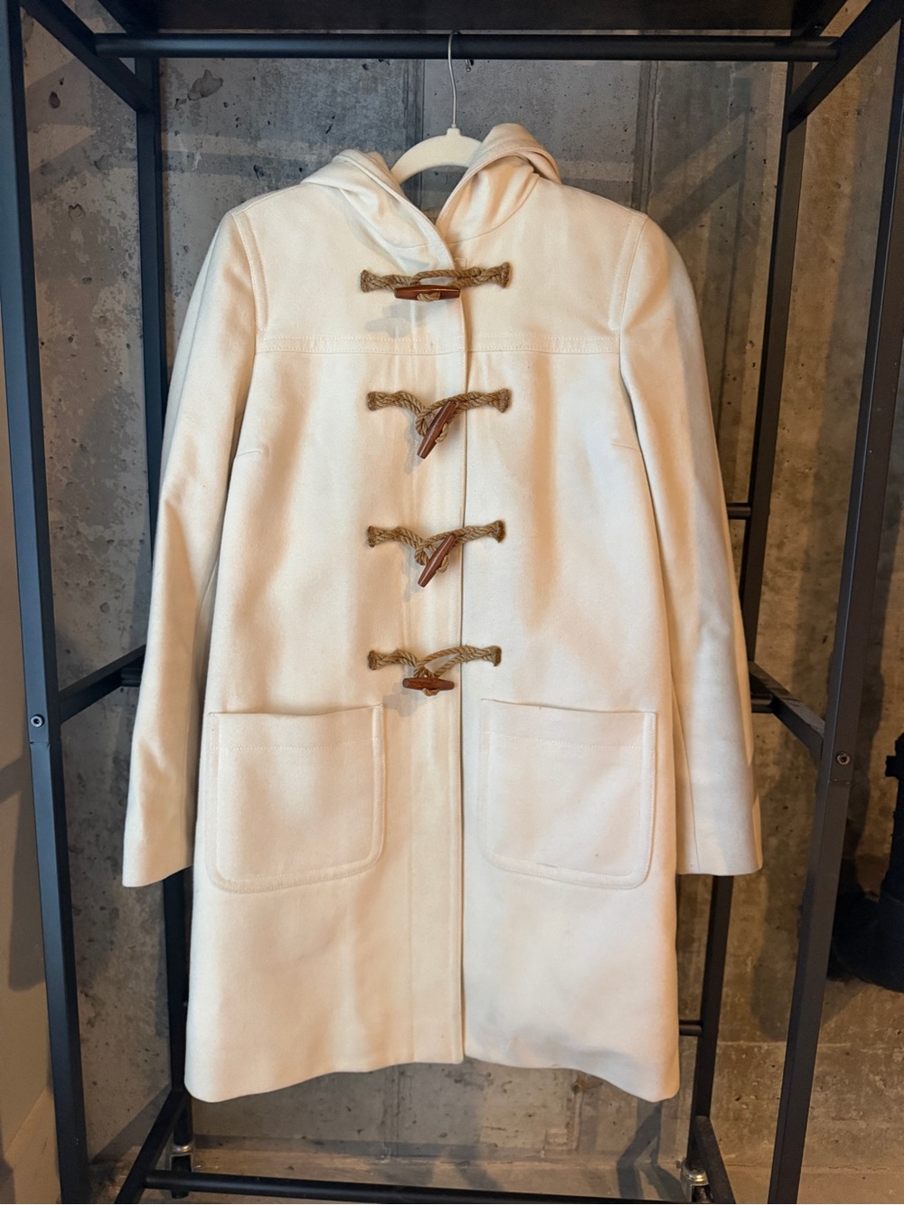 Women's J Crew Wool Cashmere Nello Gori Toggle Coat with Hood